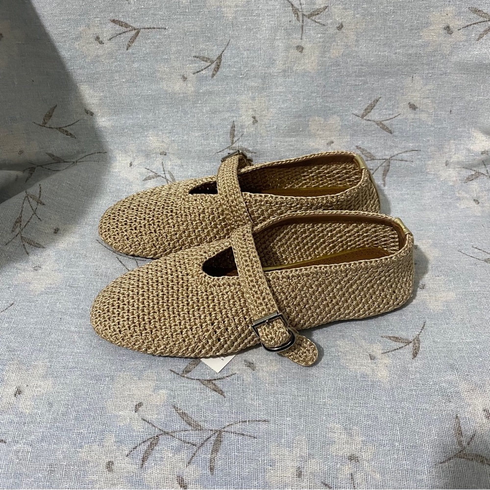 Alaia Beige Woven Mary Jane Flats - Picture 3 of 7